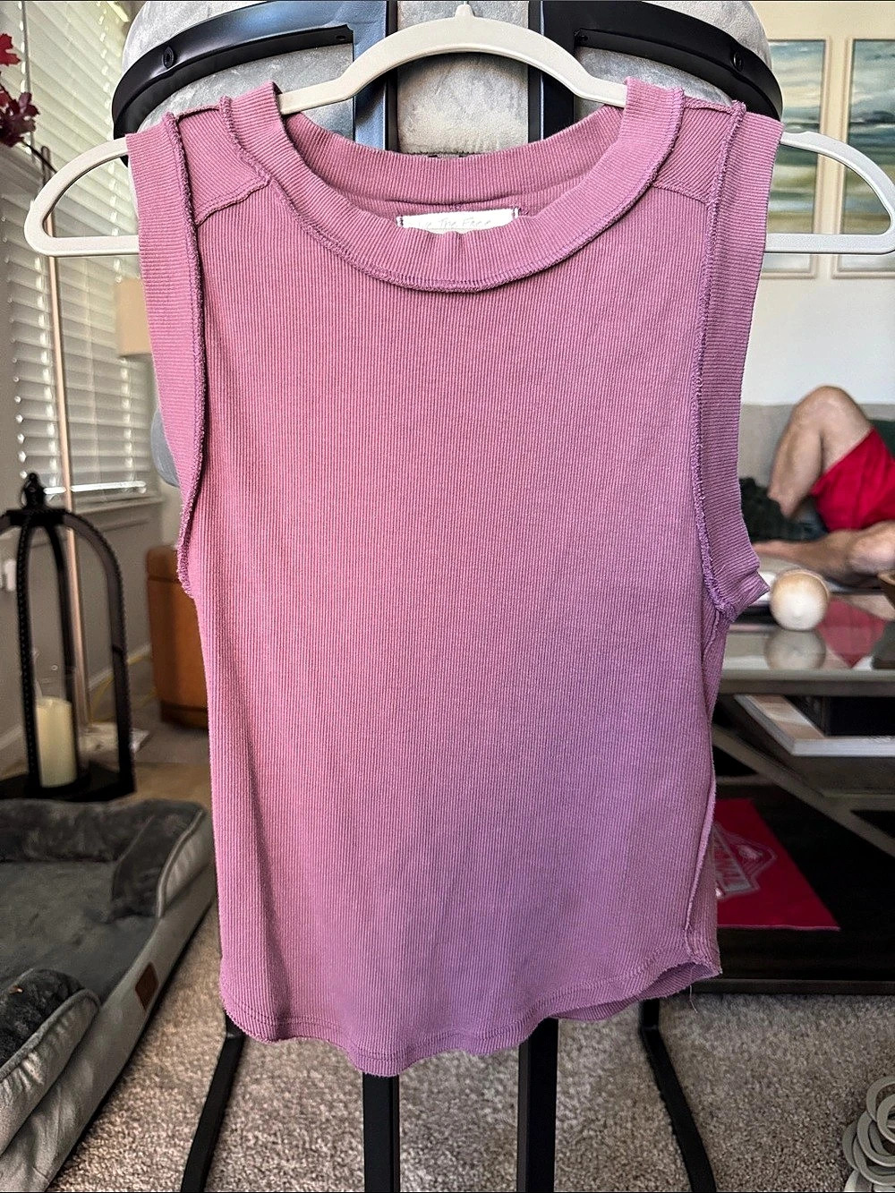 We The Free Ribbed Tank Top in Pink Size Small